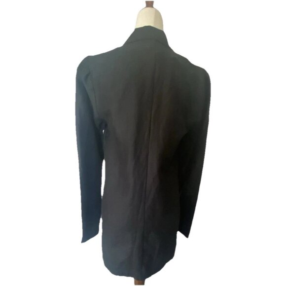 Free People Blazer Women's Black Double Breasted Linen Blend Jacket Sz XS Preppy - Picture 3 of 16